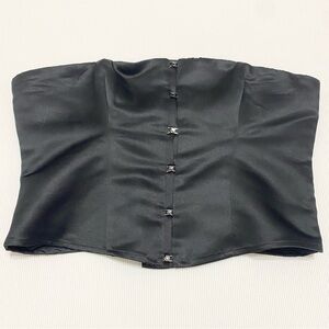 Reformation Jaclyn Satin Corset Top Black
